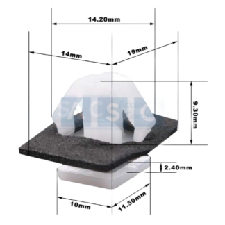 Panel Clip Hyundai Top Sq=10x12mm Bottom Sq=14x19.3mm Clip W=13mm 7/35
